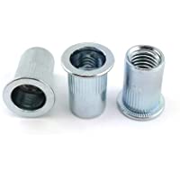 10 tuercas de remache M8 de cabeza redonda plana- de acero galvanizado